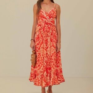 FARM - NWOT- Red Jaipur Crossover Maxi Dress